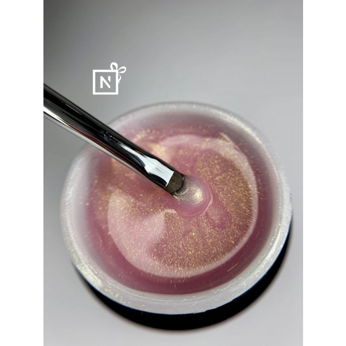 roze builder gel met gouden shimmer