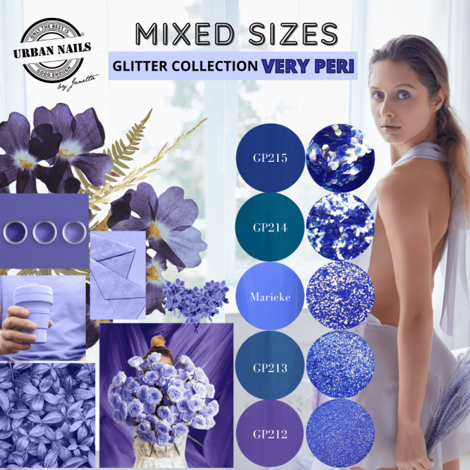 Urban Nails Mixed Sizes Very Peri | Glitter Collectie