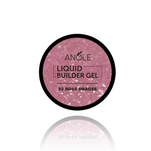 Anole Liquid Builder Gel 92 Rose Dragee voorziet je nagels van een verfijnde roze tint met subtiele glitters.