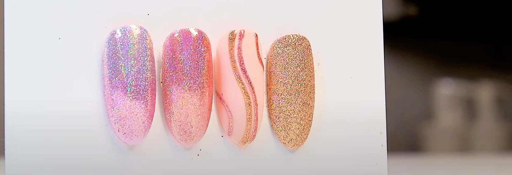 4x glitter nagels inspiratie met Unicorn Dust